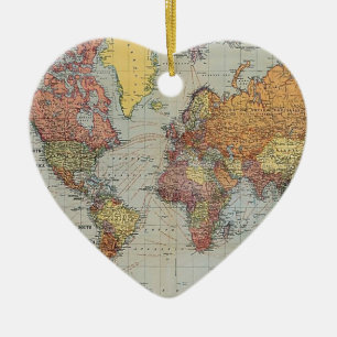Adorno De Cerámica Mapa general vintage del mundo