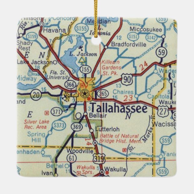 Adorno De Cerámica Mapa histórico de Tallahassee (Reverso)