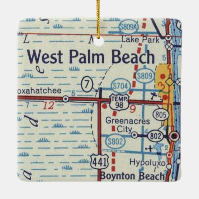 Adorno De Cerámica Mapa histórico de West Palm Beach (Reverso)