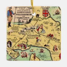 Adorno De Cerámica Mapa Histórico de Williamsburg