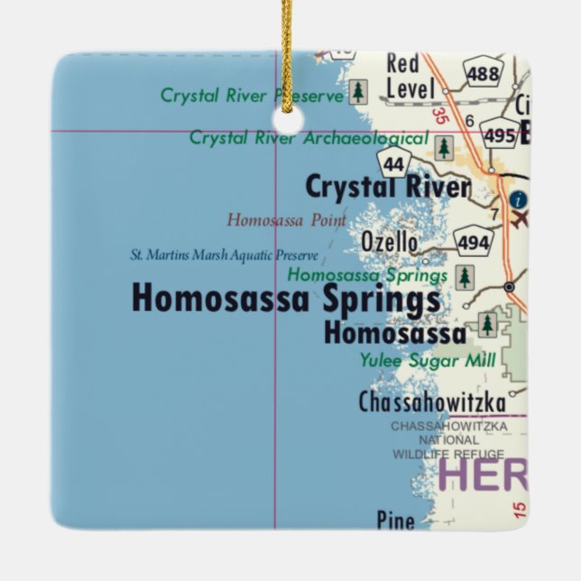 Adorno De Cerámica Mapa Homosassa Springs Florida (Reverso)