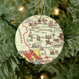 Adorno De Cerámica Mapa ilustrado de Alsacia Lorena Francia