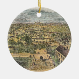 Adorno De Cerámica Mapa ilustrado del vintage de Richmond Virginia