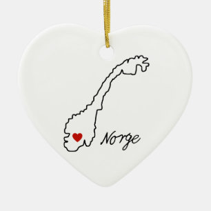 Adorno De Cerámica Mapa minimalista de Noruega Recuerdo de compromi