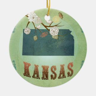 Adorno De Cerámica Mapa moderno del estado de Kansas del vintage -
