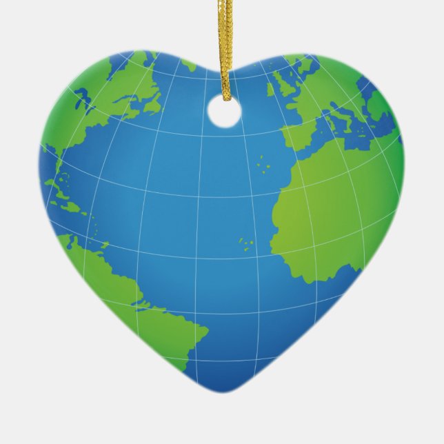 Adorno De Cerámica Mapa mundial del planeta (Frente)