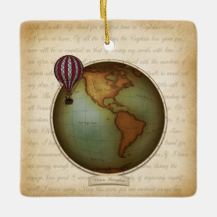 Adorno De Cerámica Mapa mundial neo-victoriano: avión Steampunk de d
