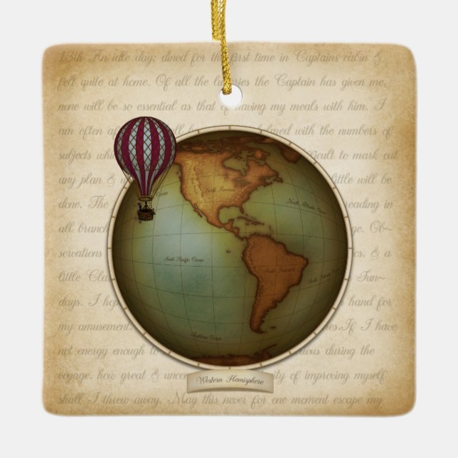 Adorno De Cerámica Mapa Mundial Neovictoriano Aeronaves Steampunk de  (Anverso)