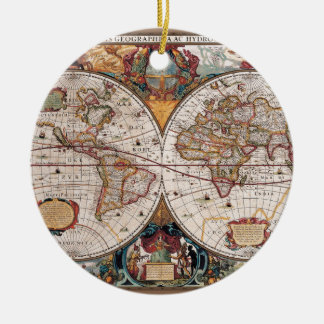 Adorno De Cerámica Mapa Mundial original del siglo XVII latino de los