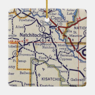 Adorno De Cerámica Mapa Natchitoches La Vintage