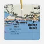 Adorno De Cerámica Mapa Navarre Florida<br><div class="desc">Ornamento navideño de Navarra Florida con hoja de ruta vintage.</div>