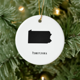 Adorno De Cerámica Mapa Pennsylvania - Moderno blanco y negro