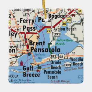 Adorno De Cerámica Mapa Pensacola Florida