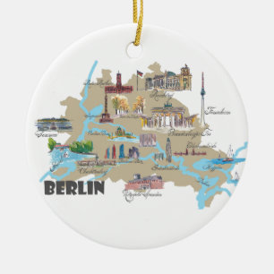 Adorno De Cerámica Mapa preferido de Berlín con puntos culminantes d