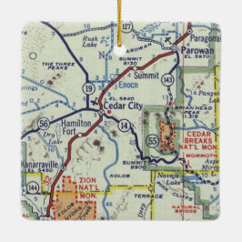 Adorno De Cerámica Mapa retro de Cedar City Utah