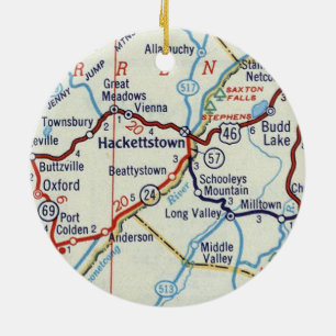 Adorno De Cerámica Mapa retro de Hackettstown NJ