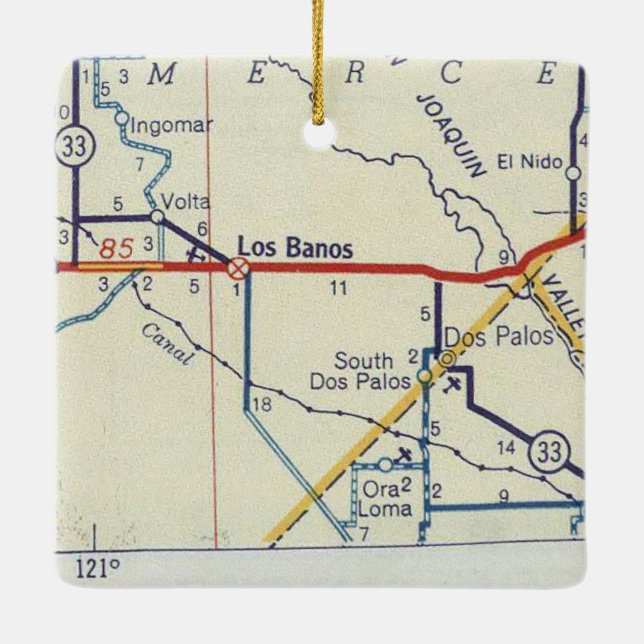 Adorno De Cerámica Mapa retro de Los Banos (Reverso)