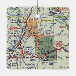 Adorno De Cerámica Mapa Retro del Parque Nacional de Zion