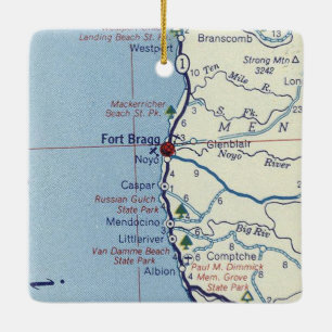 Adorno De Cerámica Mapa retro Fort Bragg