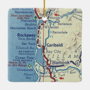 Adorno De Cerámica Mapa Tillamook O Vintage
