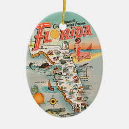 Adorno De Cerámica Mapa turístico de la Florida antigua