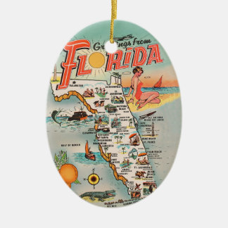 Adorno De Cerámica Mapa turístico de la Florida antigua