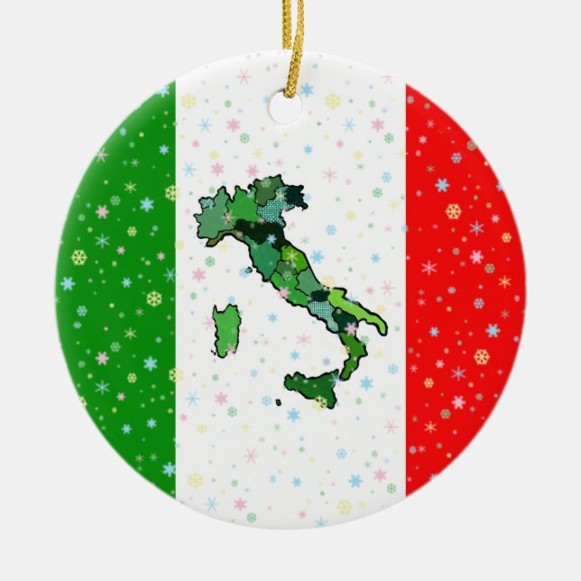 Adorno De Cerámica Mapa único de los copos de nieve italianos de la (Frente)