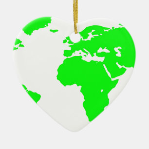 Adorno De Cerámica Mapa Verde del Mundo Blanco