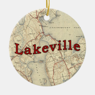 Adorno De Cerámica Mapa viejo de Lakeville Massachusetts