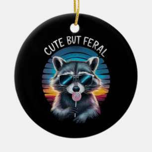 Adorno De Cerámica Mapache Divertido Pero Feral Lindo