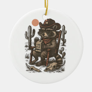 Adorno De Cerámica Mapache Vaquero Divertido Western