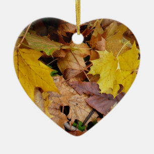Adorno De Cerámica Maple caído deja naturaleza otoño amarilla