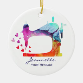 Adorno De Cerámica Máquina de coser acuarela