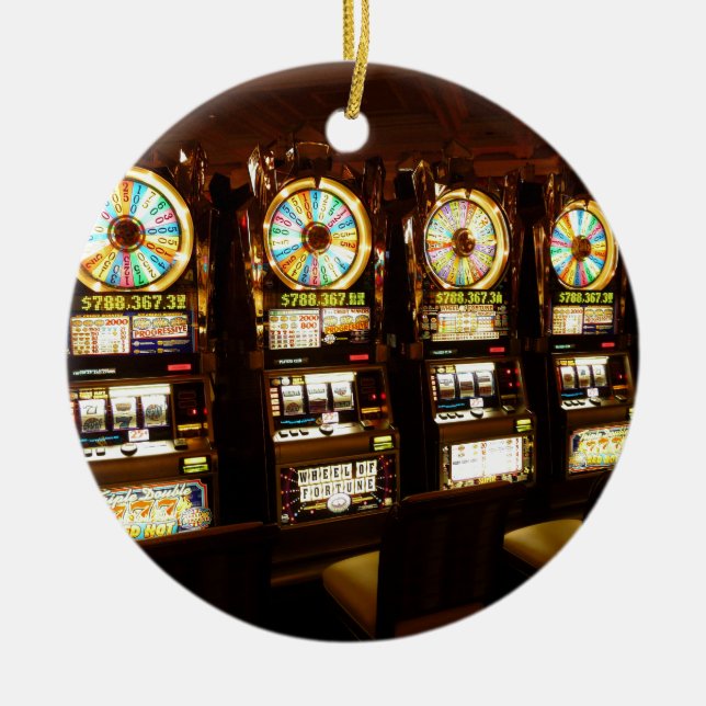 Adorno De Cerámica Máquina de juegos de azar Un Bandido Armado Dinero (Frente)