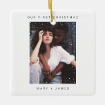 Adorno De Cerámica Máquina minimalista | Fotos de mora y casada<br><div class="desc">Máquina minimalista | Ornamento cerámico de fotos casadas y merry</div>