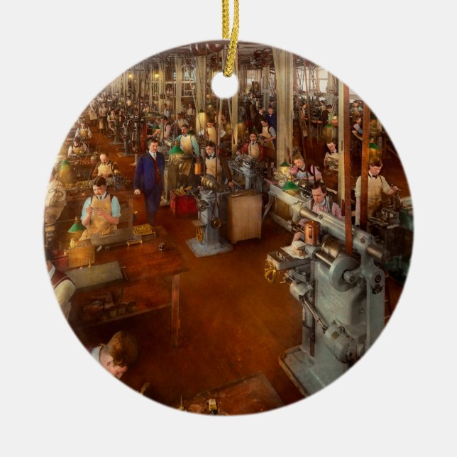 Adorno De Cerámica Maquinista - manos en el trabajo 1904 (Frente)