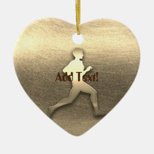 Adorno De Cerámica Maratón de Atletismo Cute Gold Jogger