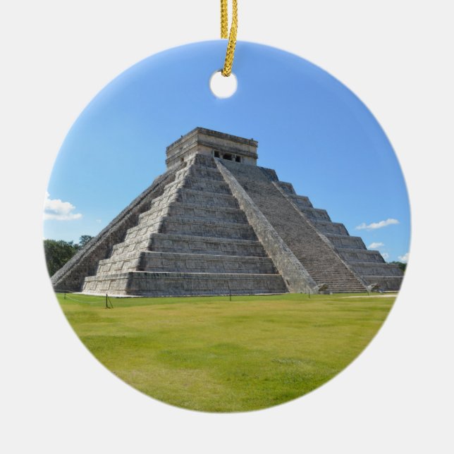 Adorno De Cerámica Maravillas de la pirámide 7 de Chichen Itza México (Frente)