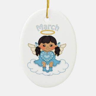 Adorno De Cerámica March Birthstone Angel Black