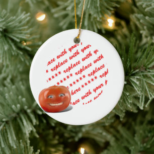 Adorno De Cerámica Marco de Foto de Tomate Feliz Sonriente
