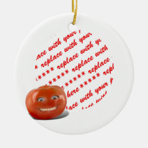 Adorno De Cerámica Marco de Foto de Tomate Feliz Sonriente