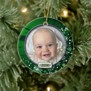 Adorno De Cerámica Marco de foto para el primer Navidad del bebé