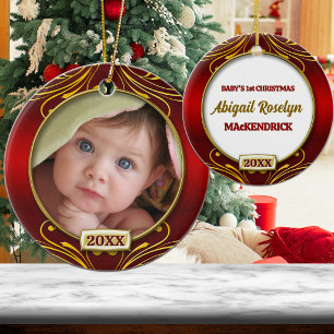 Adorno De Cerámica Marco de foto para el primer Navidad del bebé