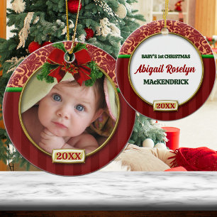 Adorno De Cerámica Marco de foto para el primer Navidad del bebé