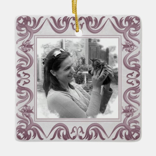 Adorno De Cerámica Marco de granjas de estilo victoriano. Tu foto. (Anverso)