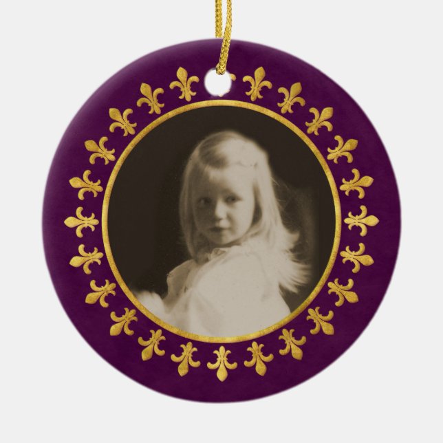 Adorno De Cerámica Marco de la foto de la flor de lis (Frente)