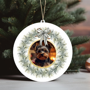 Adorno De Cerámica Marco de oro para foto de mascota personalizada