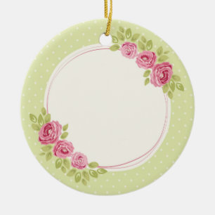 Adorno De Cerámica Marco de Rosas Vintage Shabby Chic