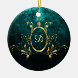 Adorno De Cerámica Marco dorado Damask de lujo personalizado