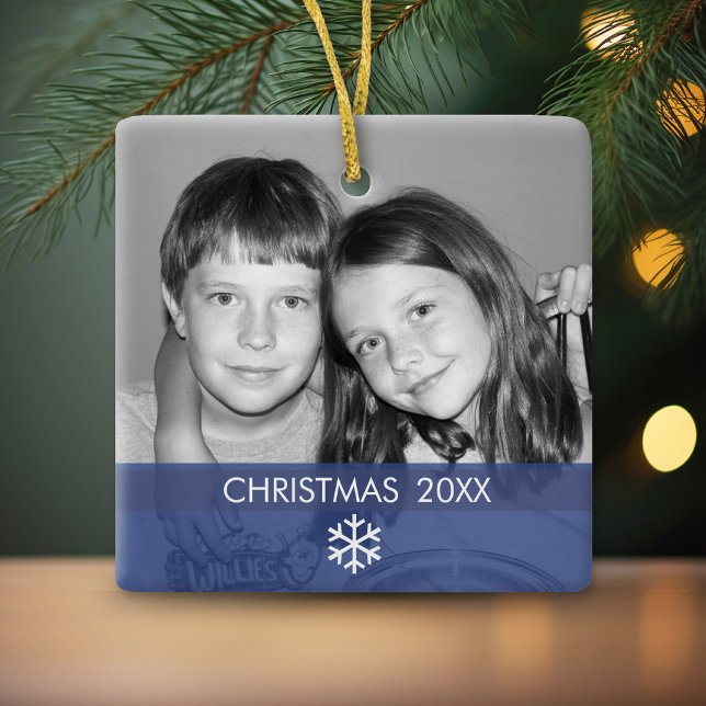 Adorno De Cerámica Marco fotográfico de copo de nieve para navidades  (Personalized Photo Ornament - Christmas Keepsake)